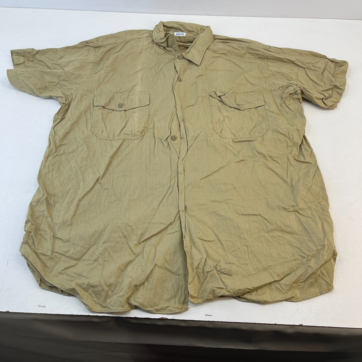 Vintage Elbeco USMC Marines Workwear Twill Shirt Short Sleeve US Military XL