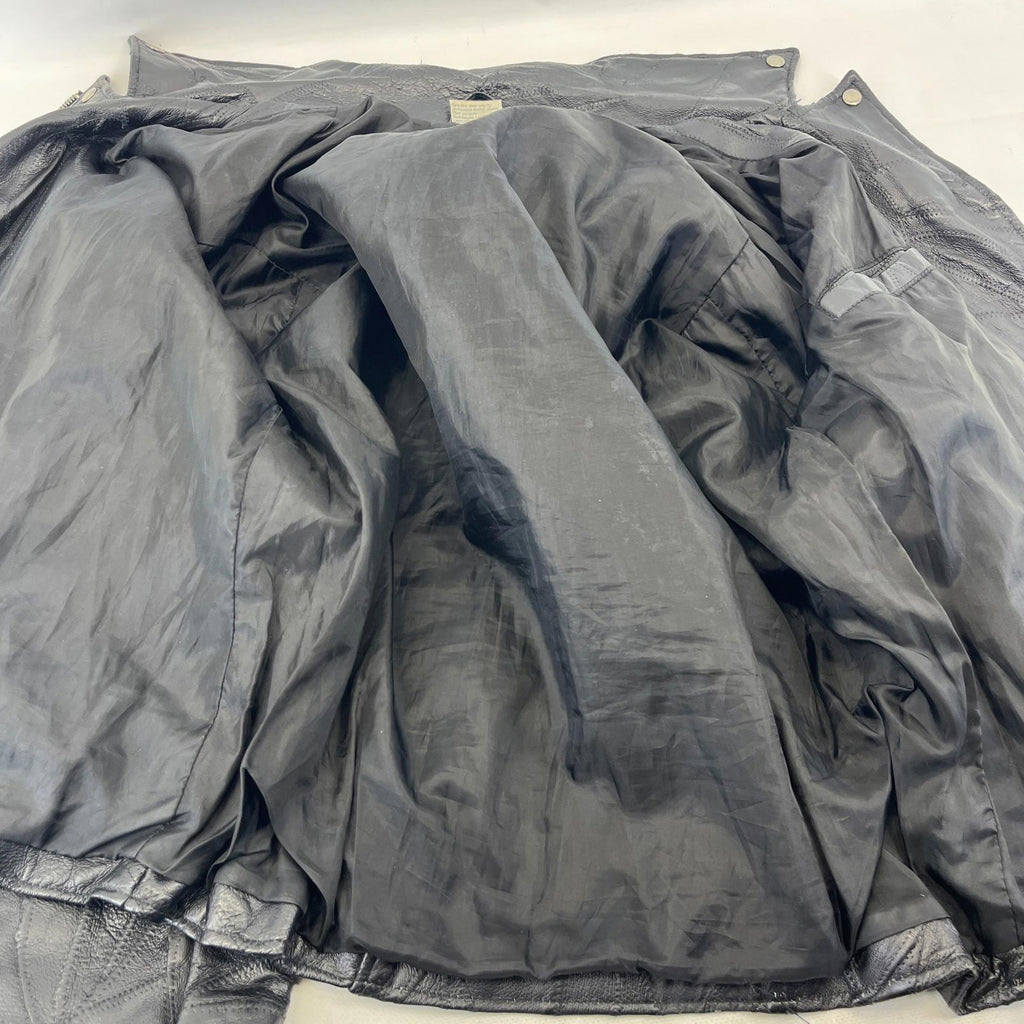 Flight Path Black Patchwork Leather Motorcycle Jacket Cruiser Biker size Large