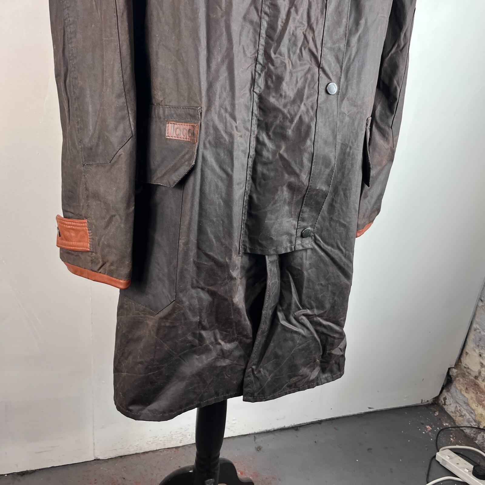 Toggi Wax Jacket Overcoat size L Brown Equine Horses Hunting Country Walking