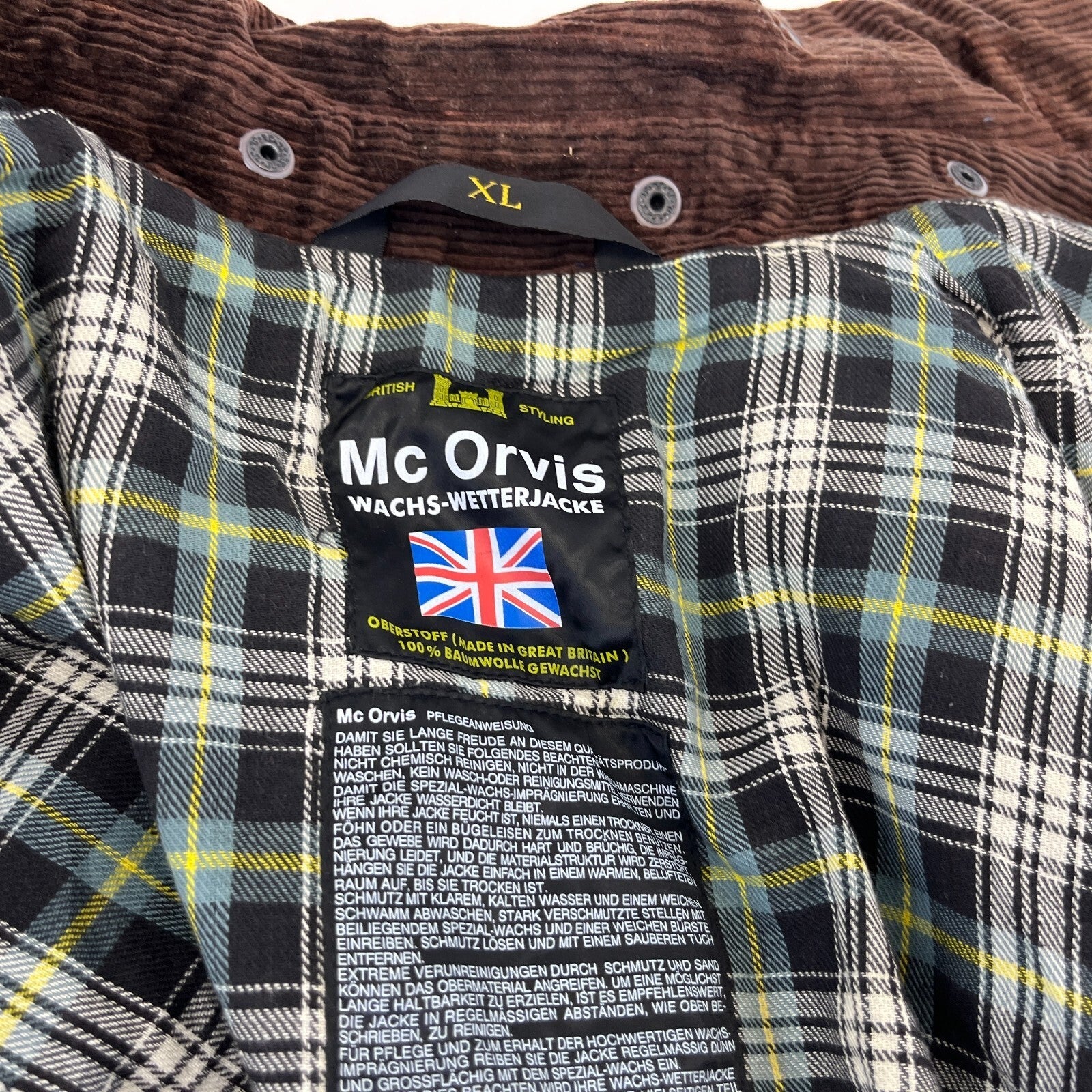 Mc Orvis Wax Jacket Mens size XL Green Waxed Coat Made in the UK