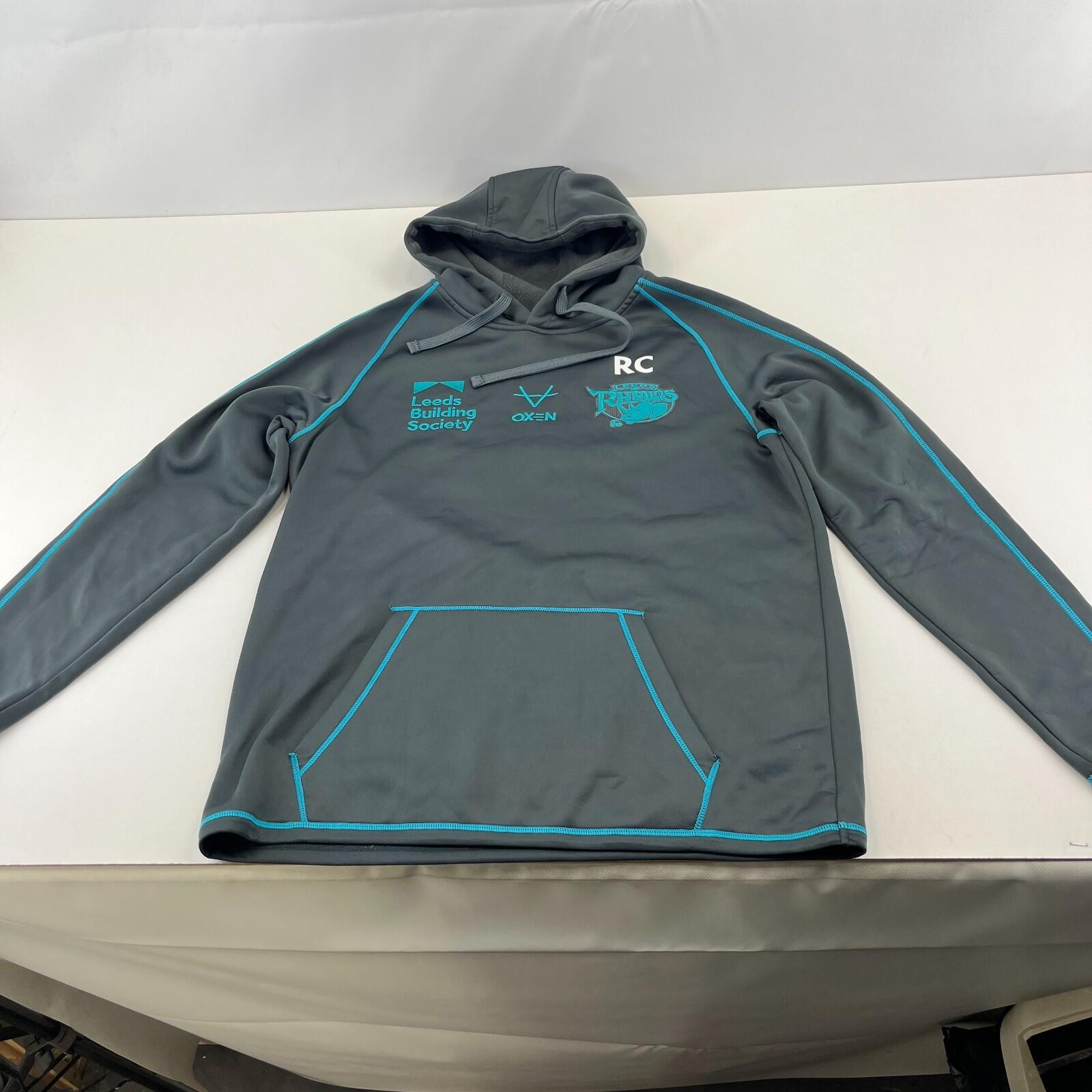 Leeds Rhinos Rugby League Oxen Hoodie Blue size Medium Grey