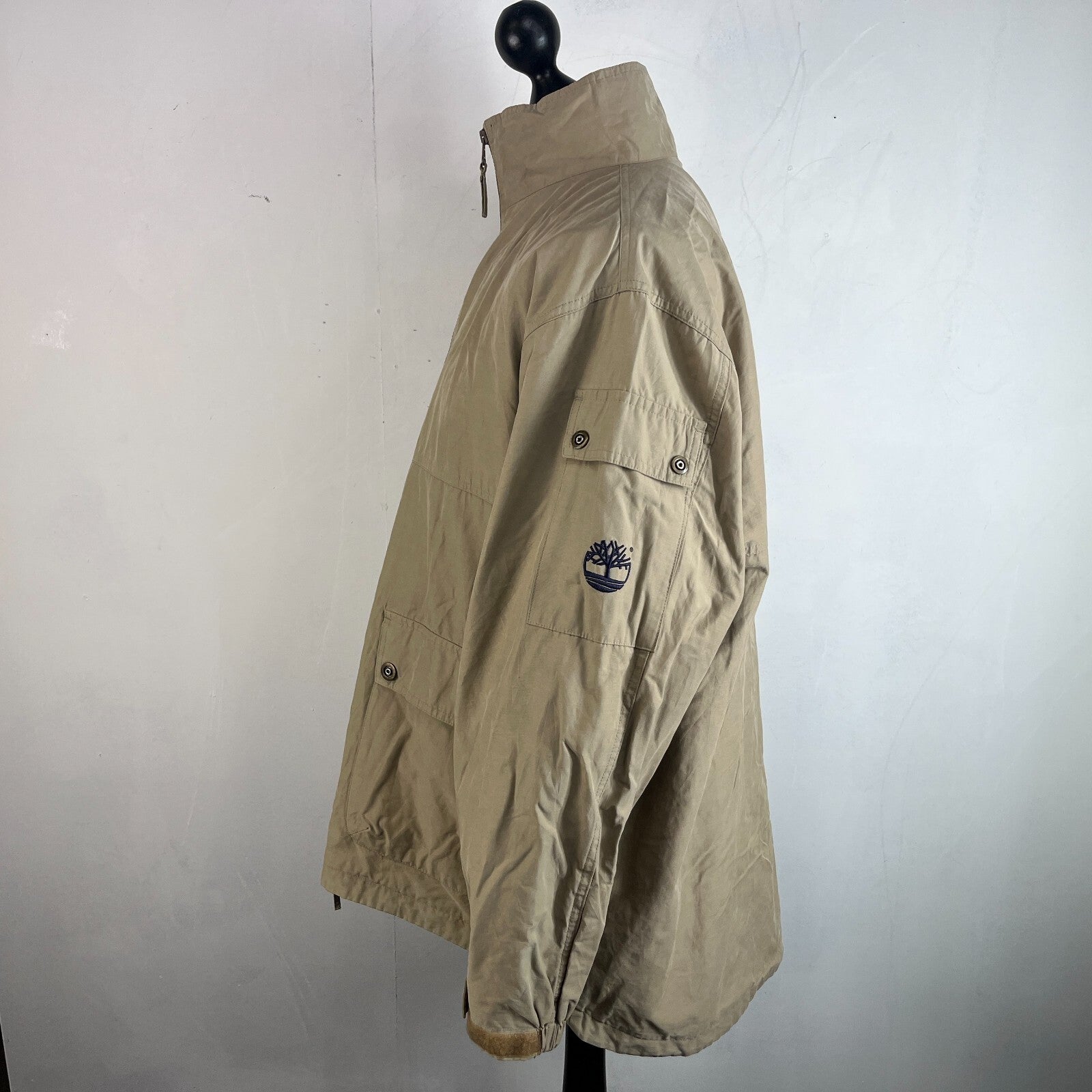Timberland Men's Weathergear Windbreaker Coat size US M UK L Loose Fit Beige