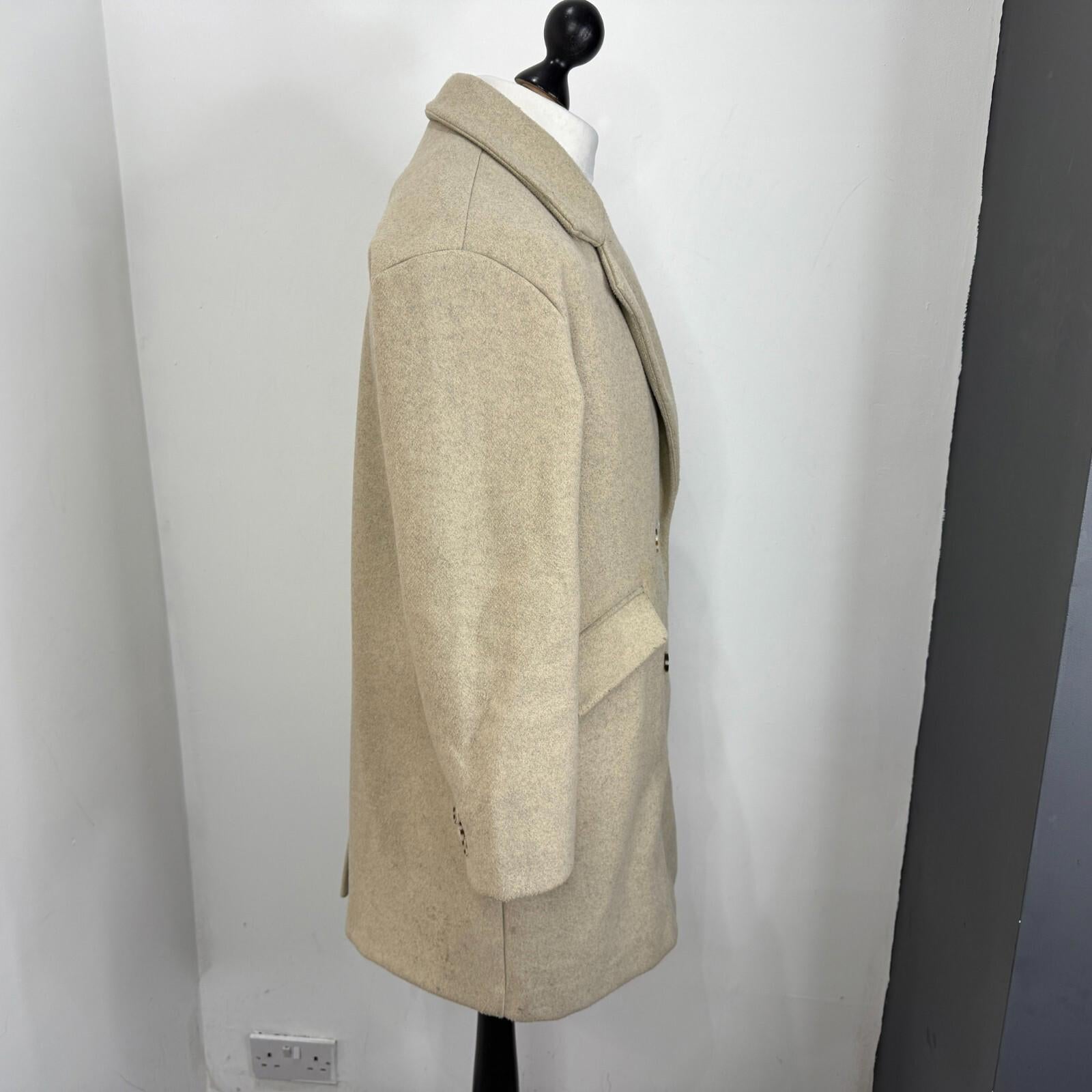 Pull & Bear Women's Light Beige Camel Overcoat size Large Smart Casual Coat