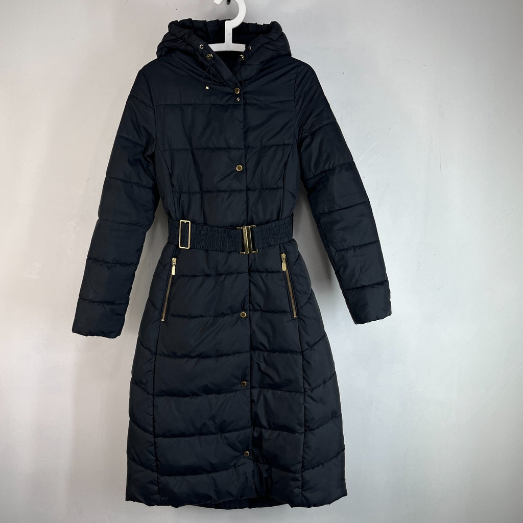 Barbour International Track Line Long Quilted Hooded Coat - Black - UK size 6