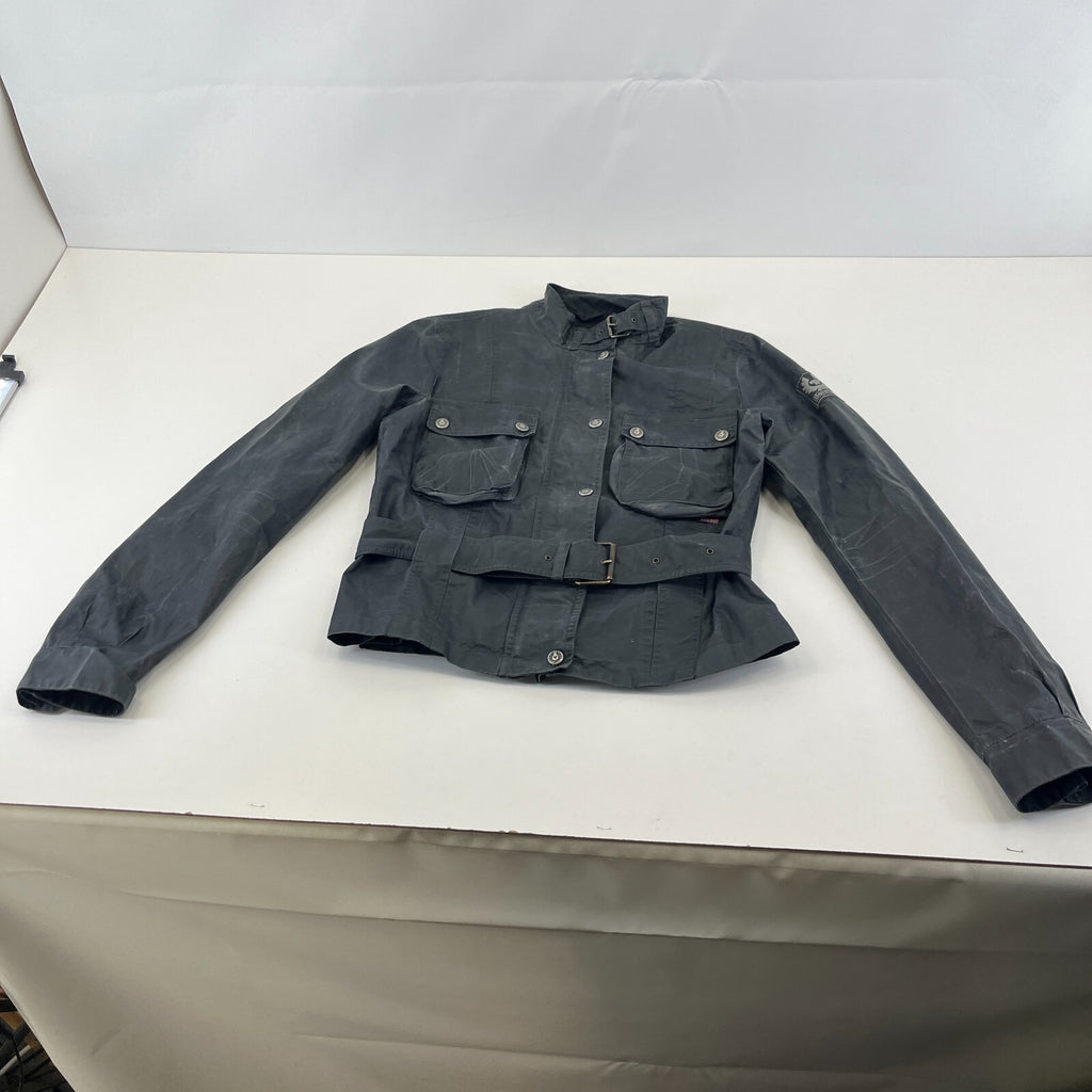 Belstaff Six Days Women's Jacket EU size 46 Black Made in Italy Waxed Motorcycle