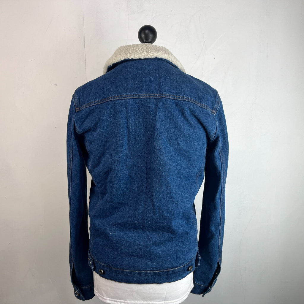 Blakely Mens Blue Denim Jacket Sherpa Fleece Lined Trucker size Medium