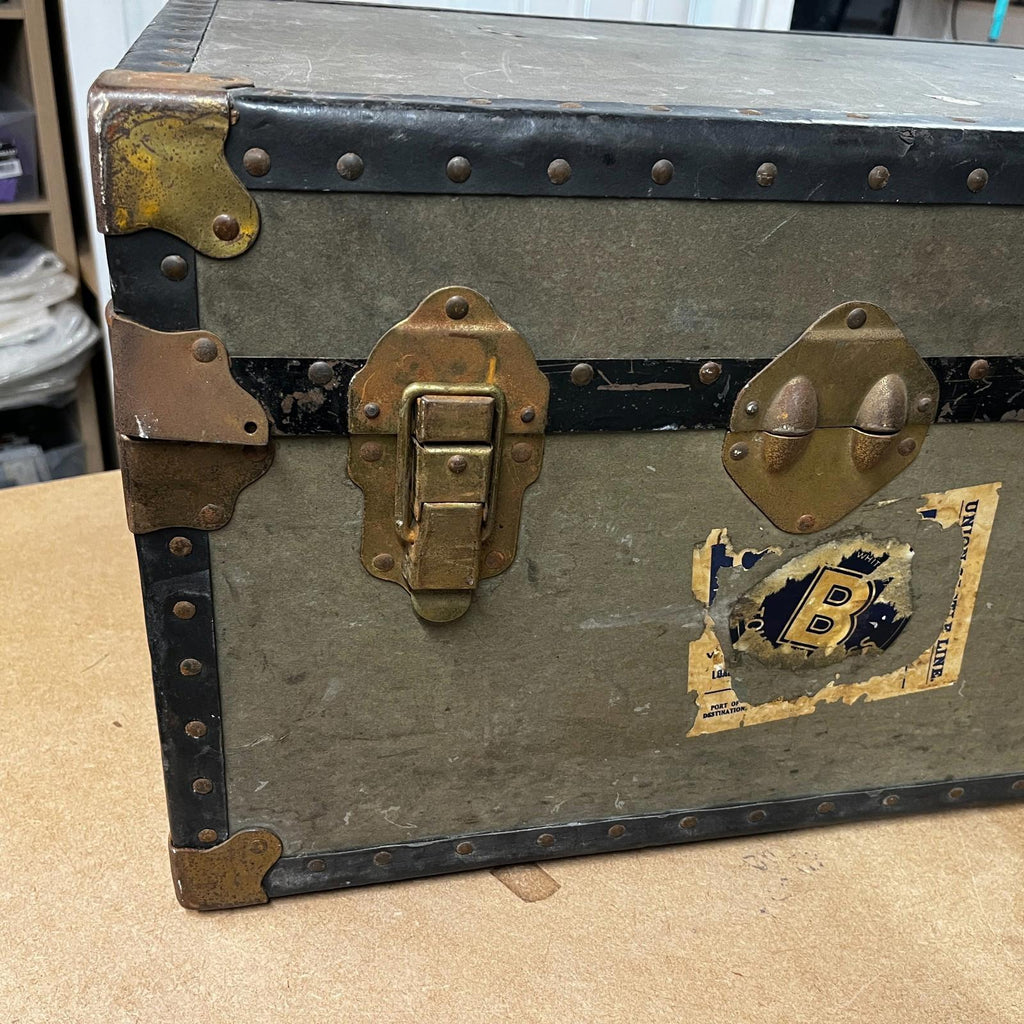 Large Rare Antique Cunard White Star Line Wooden Travelling Trunk Smith's London