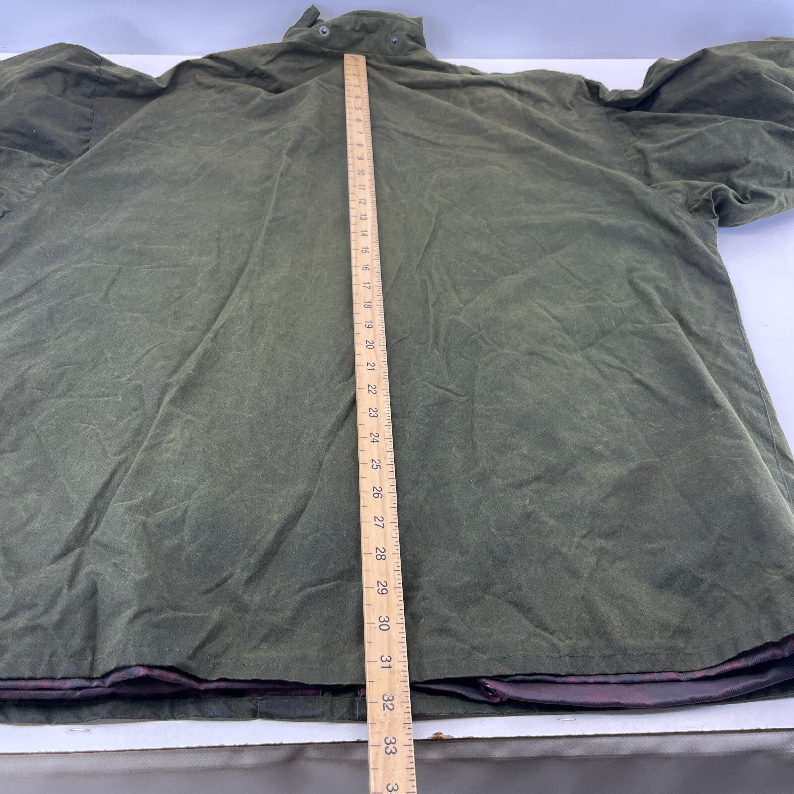 Mc Orvis Wax Jacket Mens size XL Green Waxed Coat Made in the UK