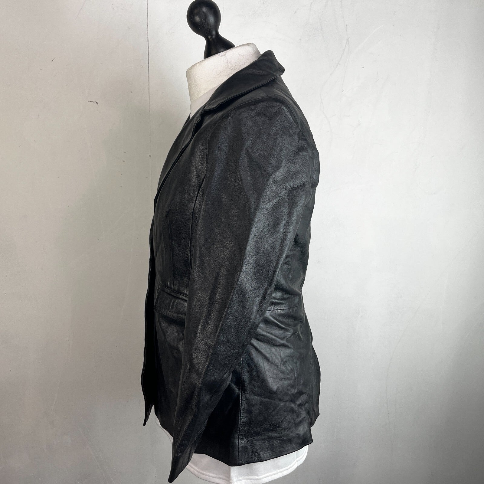 Vintage Barneys Women’s Lamb's Leather Jacket Black size 14 Biker