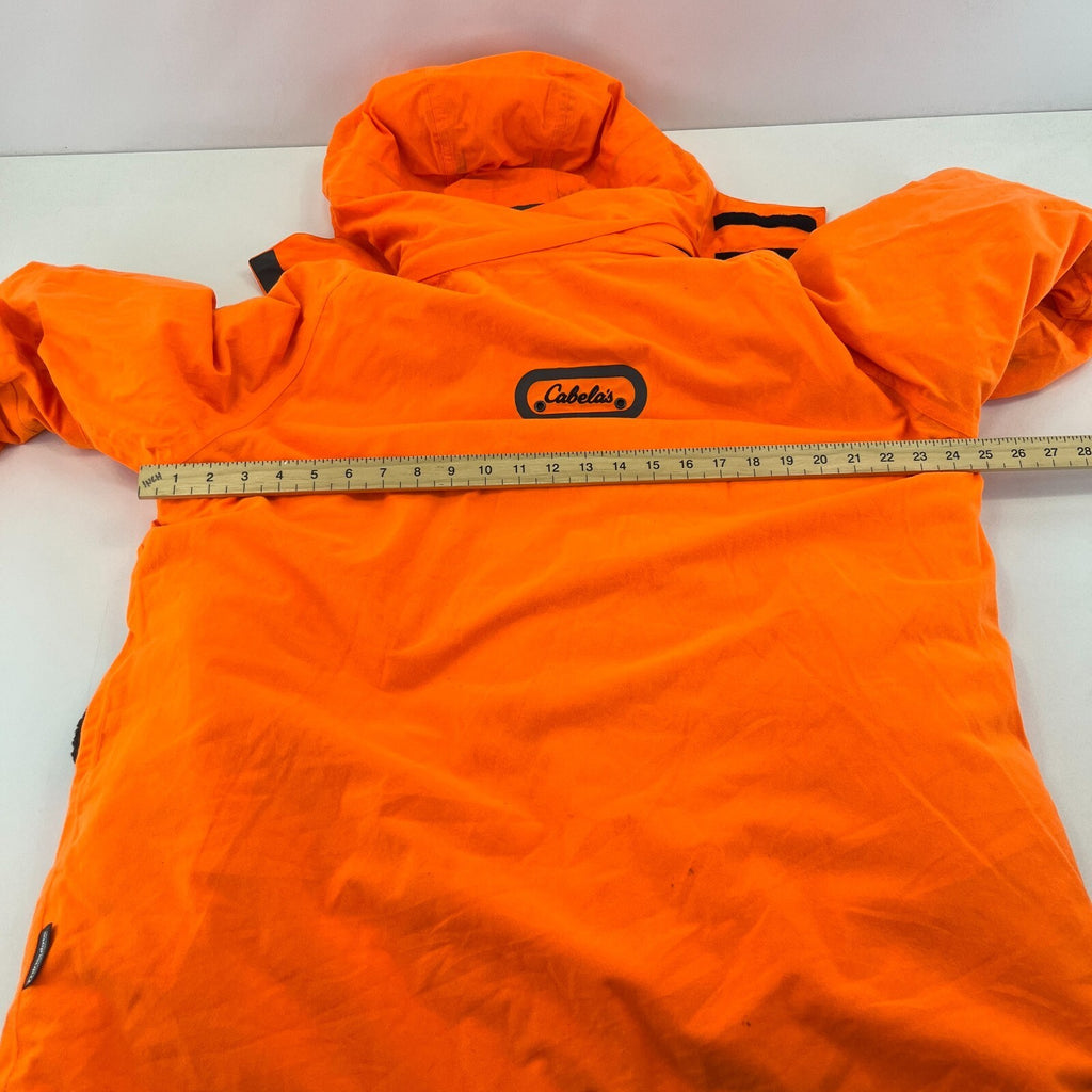 Cabelas Fluorescent Orange Softshell Chore Coat Warm Jacket with Hood size Large