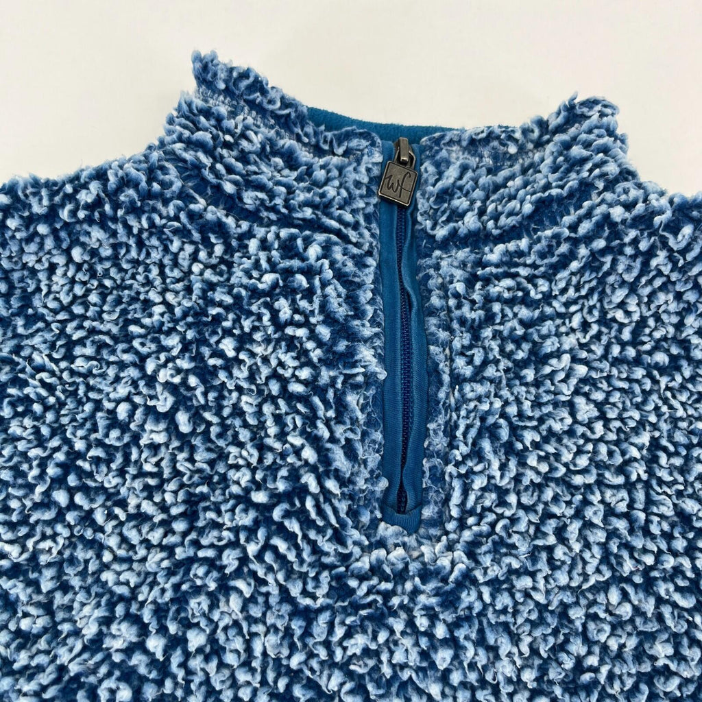 Weird Fish Women’s 1/4 Zip Sherpa Style Snug Fleece Pullover size 12 Blue