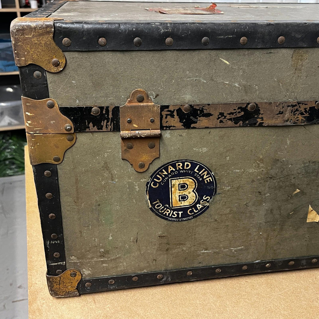 Large Rare Antique Cunard White Star Line Wooden Travelling Trunk Smith's London