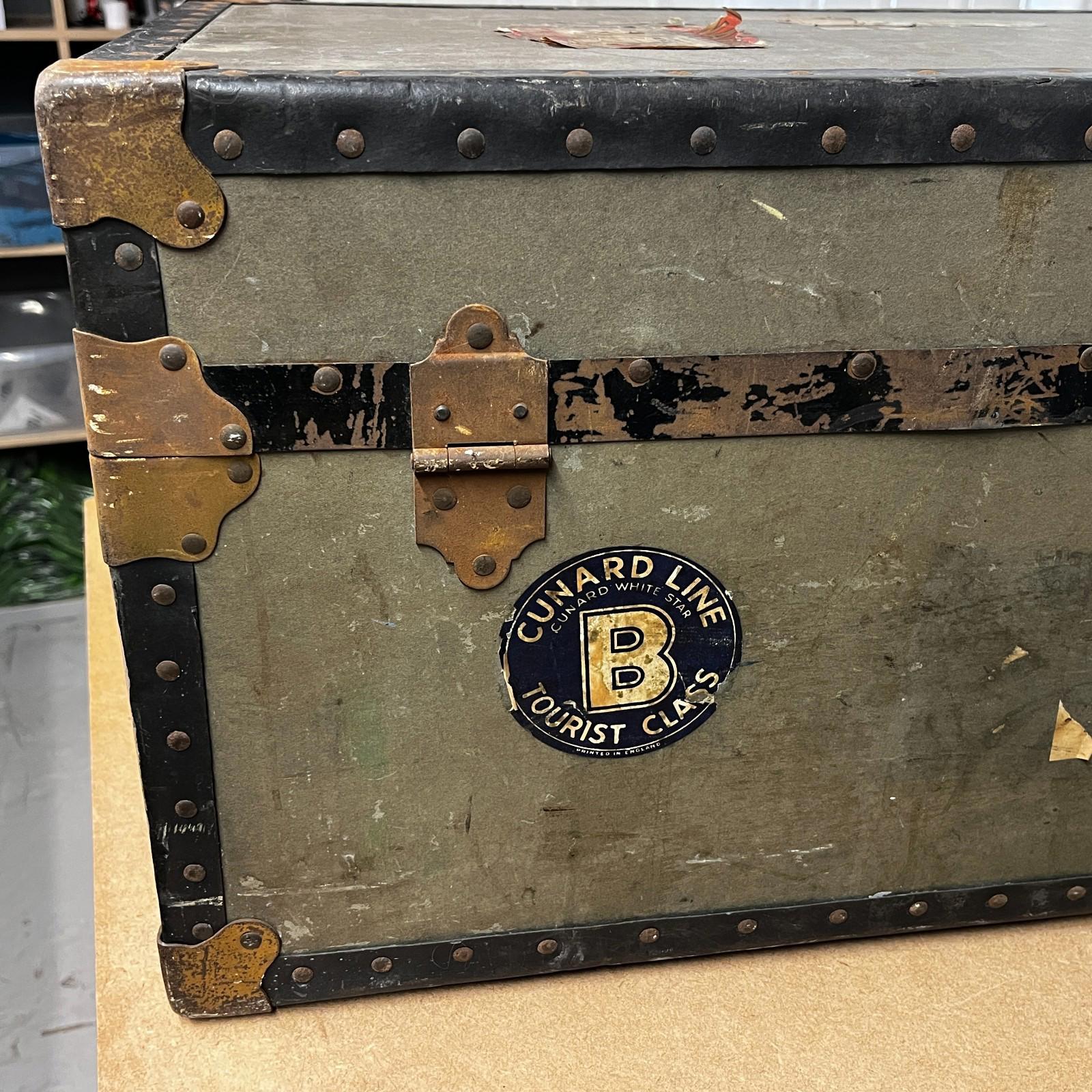 Large Rare Antique Cunard White Star Line Wooden Travelling Trunk Smith's London