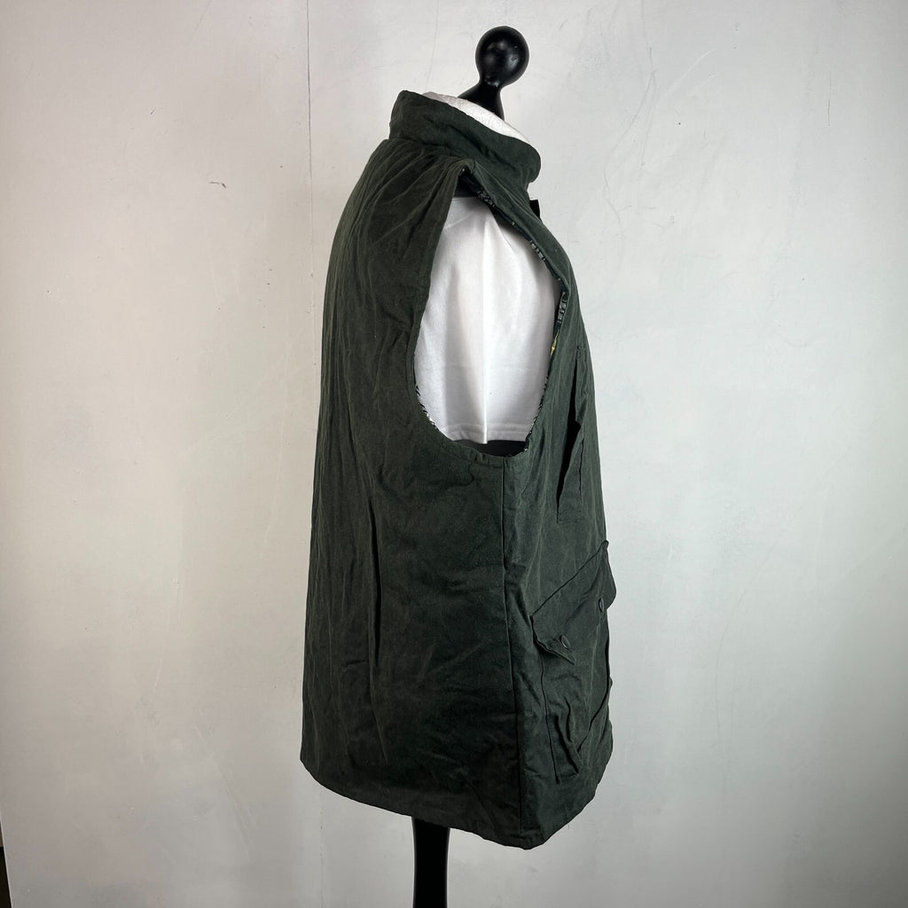 Greenbelt Waxed Gilet in Green size XL Mens Country Vest Tartan Lined Shooting