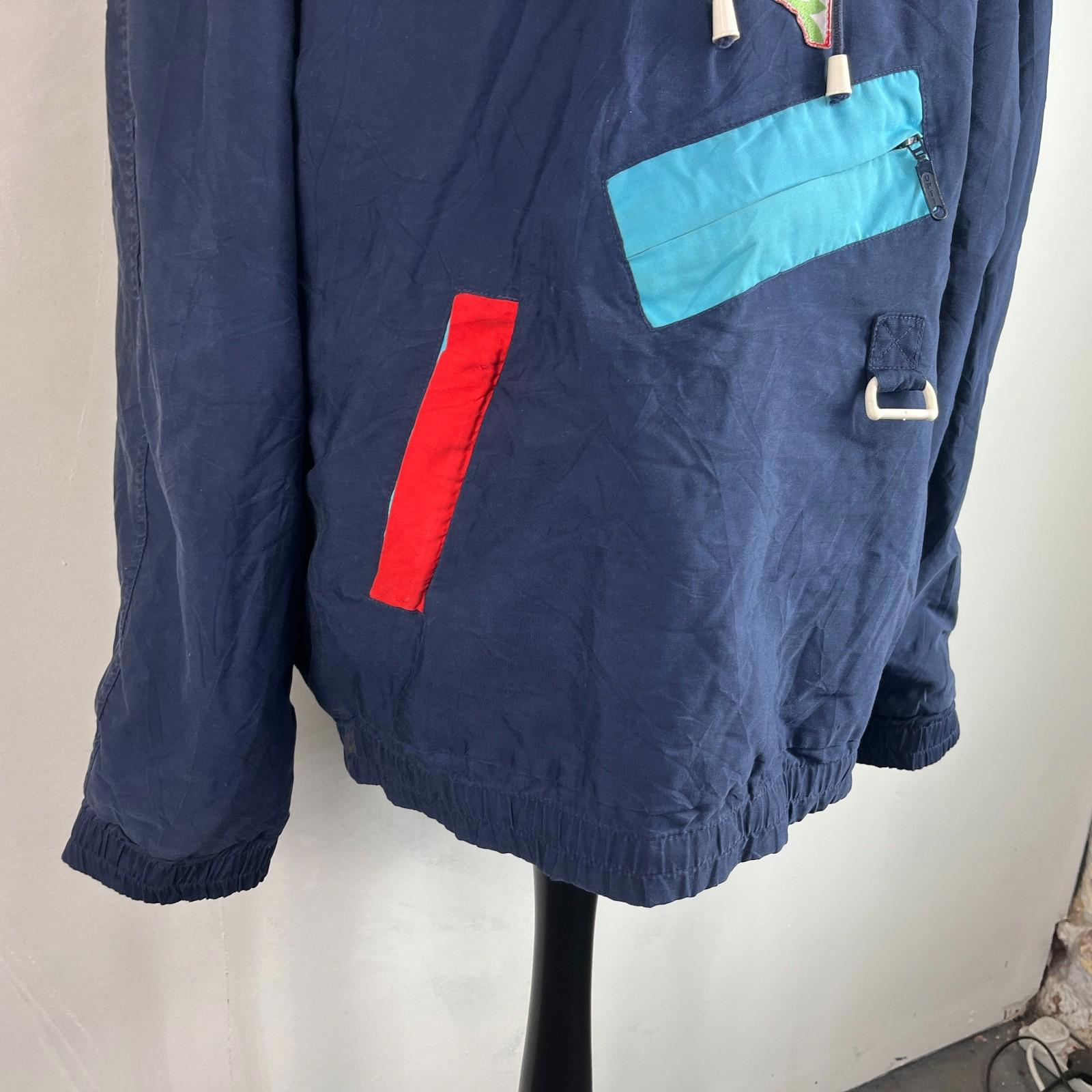 Vintage Rare Diadora 80’s Quarter Zip Pullover Jacket Top Retro Blue/Red size XL