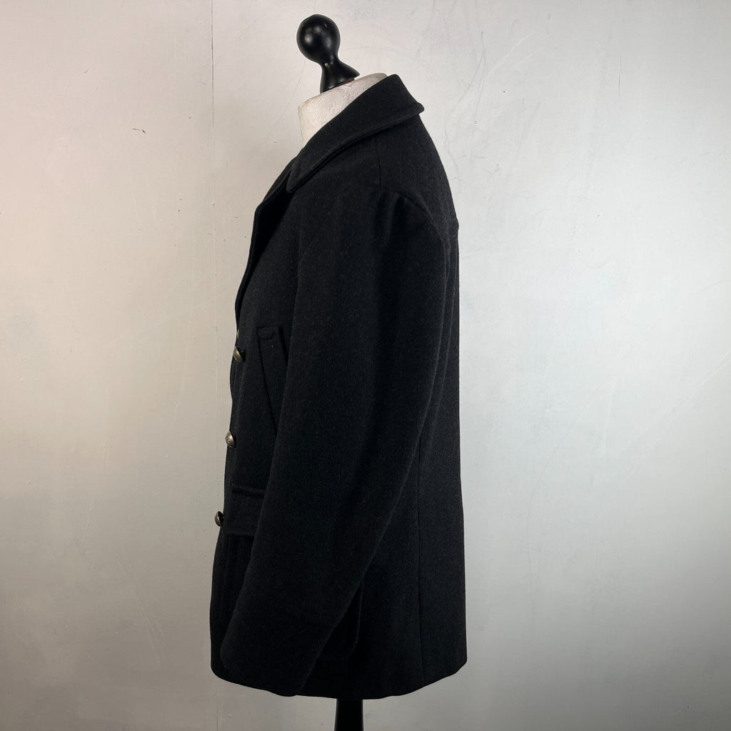 Hackett London Men's Double Breasted Peacoat Charcoal Grey size M