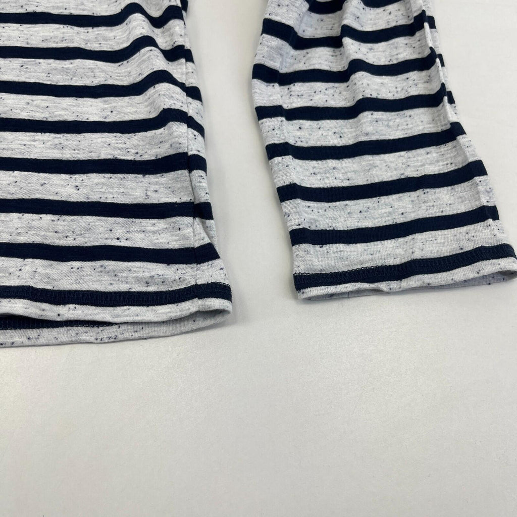 M&S Women's Crew Neck Top White & Navy Blue Striped Long Sleeve size 16 - New