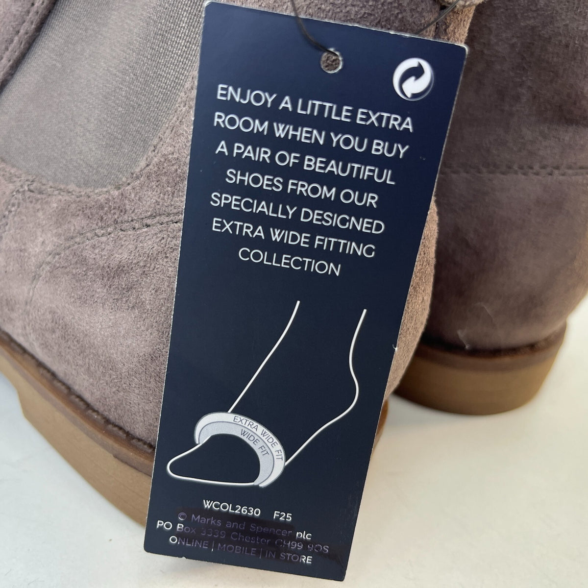 M&S Women’s Vegan Faux Suede Round Toe Ankle Boots with Block Heel Grey UK 7