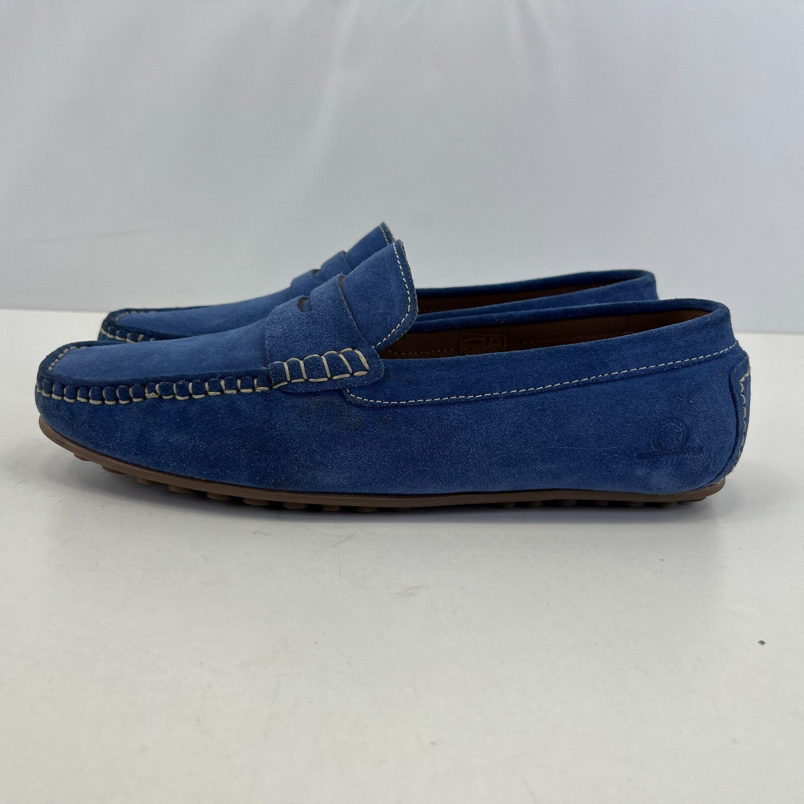 Chatham Parker Shoes Men’s Suede Leather Moccasin Loafers size 8 Admiral Blue