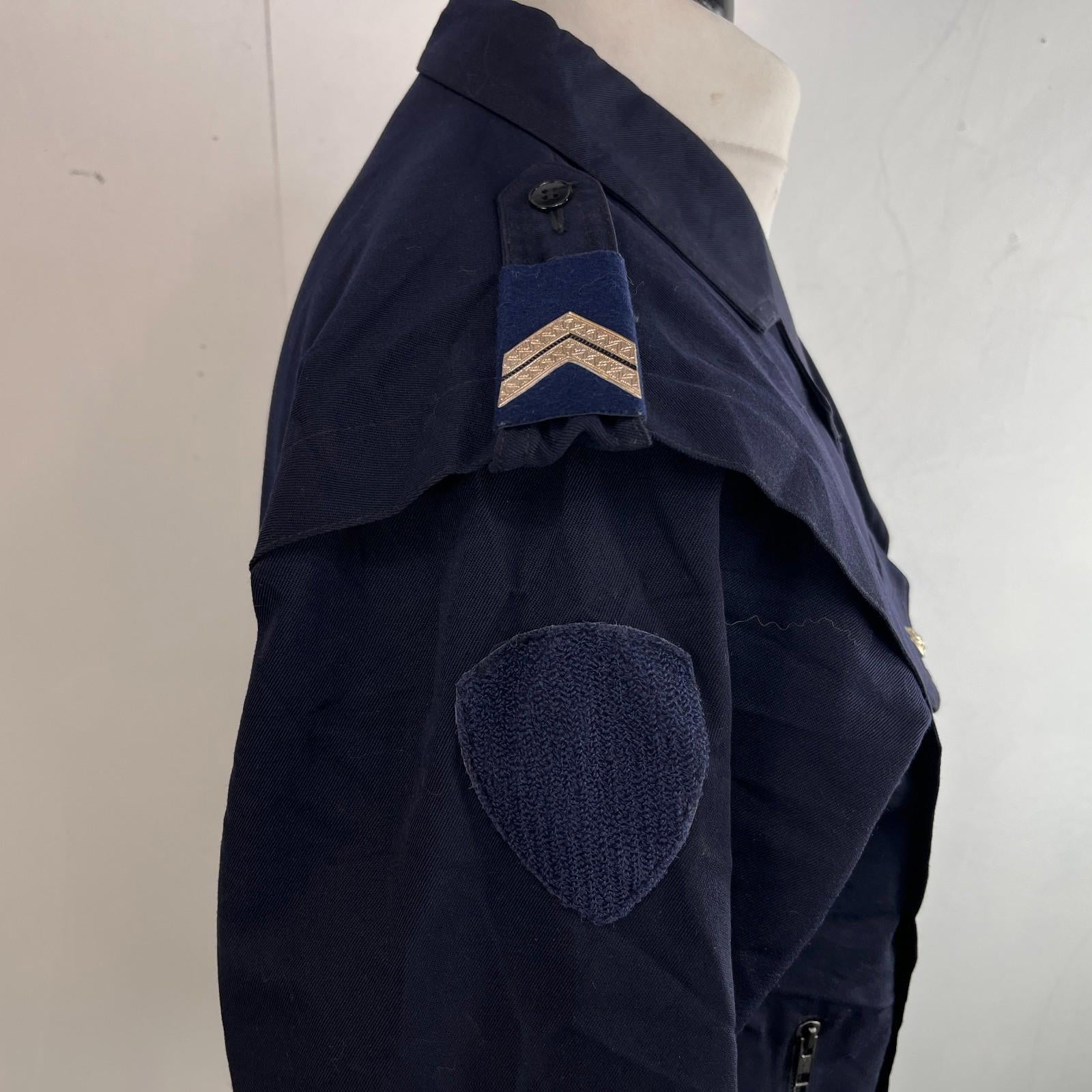 Vintage French Military Dress Uniform Bomber Jacket Navy Blue size T96/100M