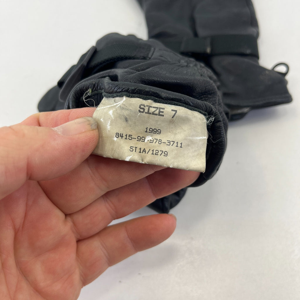Genuine British Military Army Black Leather Combat Gloves MK2 size 7 - VGC