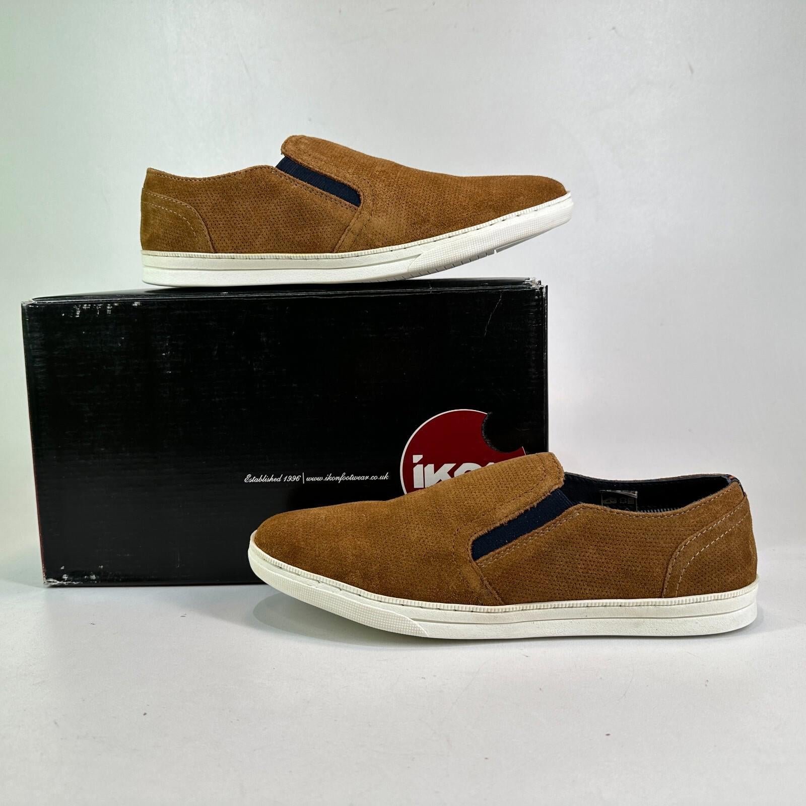 IKON Manor Tan Brown Suede Leather Slip On Shoes Deck Boat Smart Casual size 6