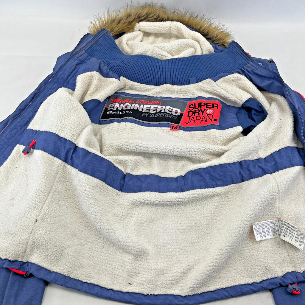 Superdry Wind Attacker Engineered Women's Ladies Jacket size M Blue Fleece Lined
