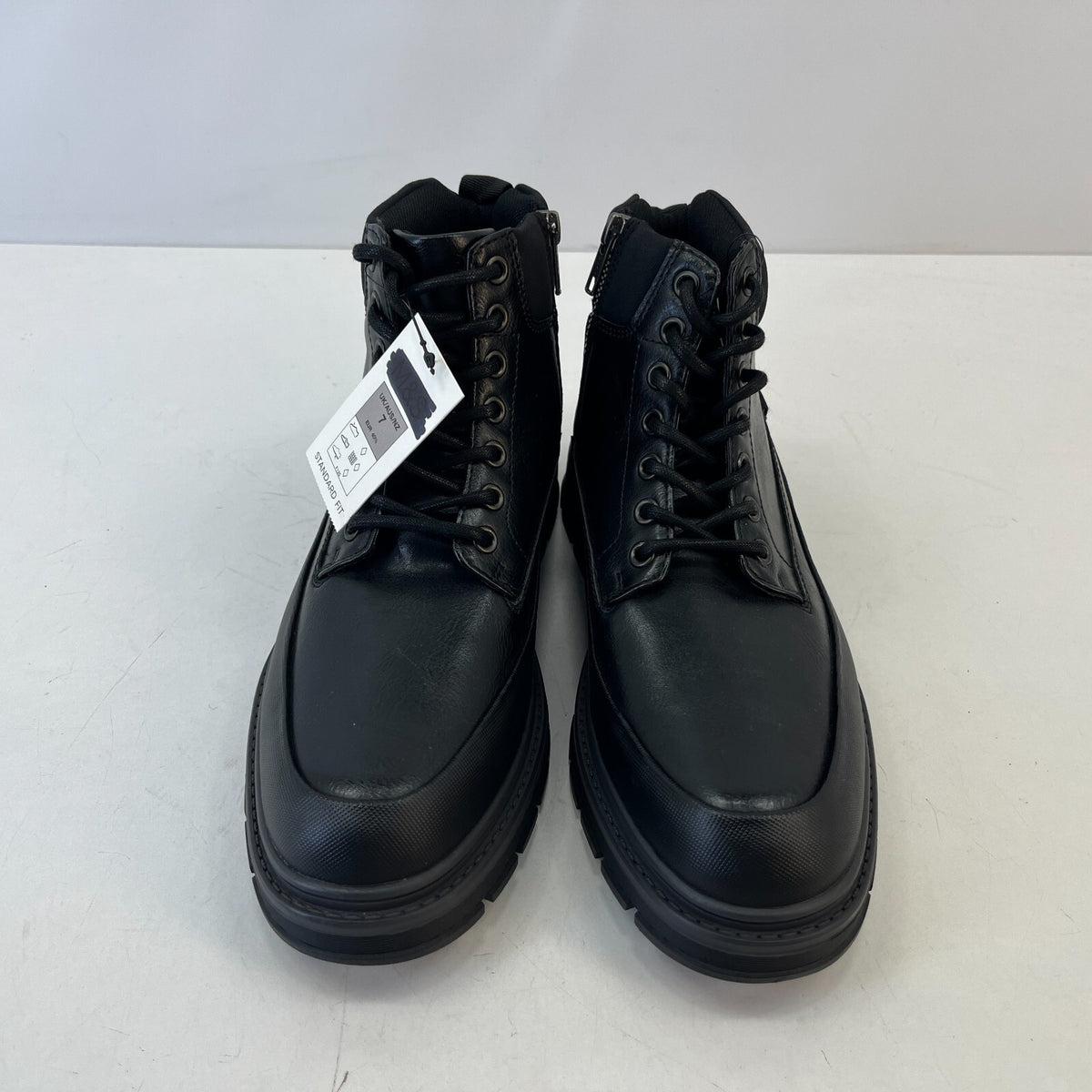 M&S Men's Faux Leather Ankle Boots in Black size UK 7 - EU 40.5