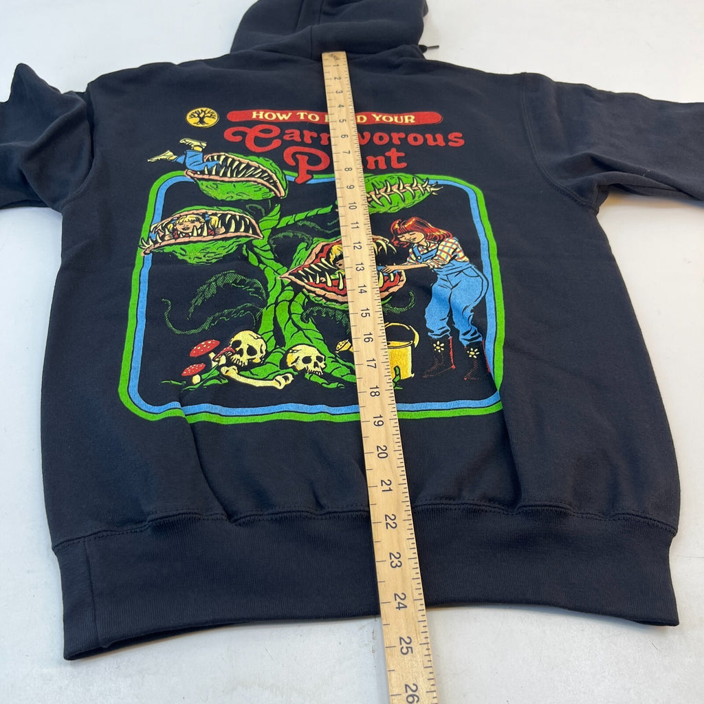 Steven Rhodes Carnivorous Plant Graphic Print Unisex Hoodie Black size Small