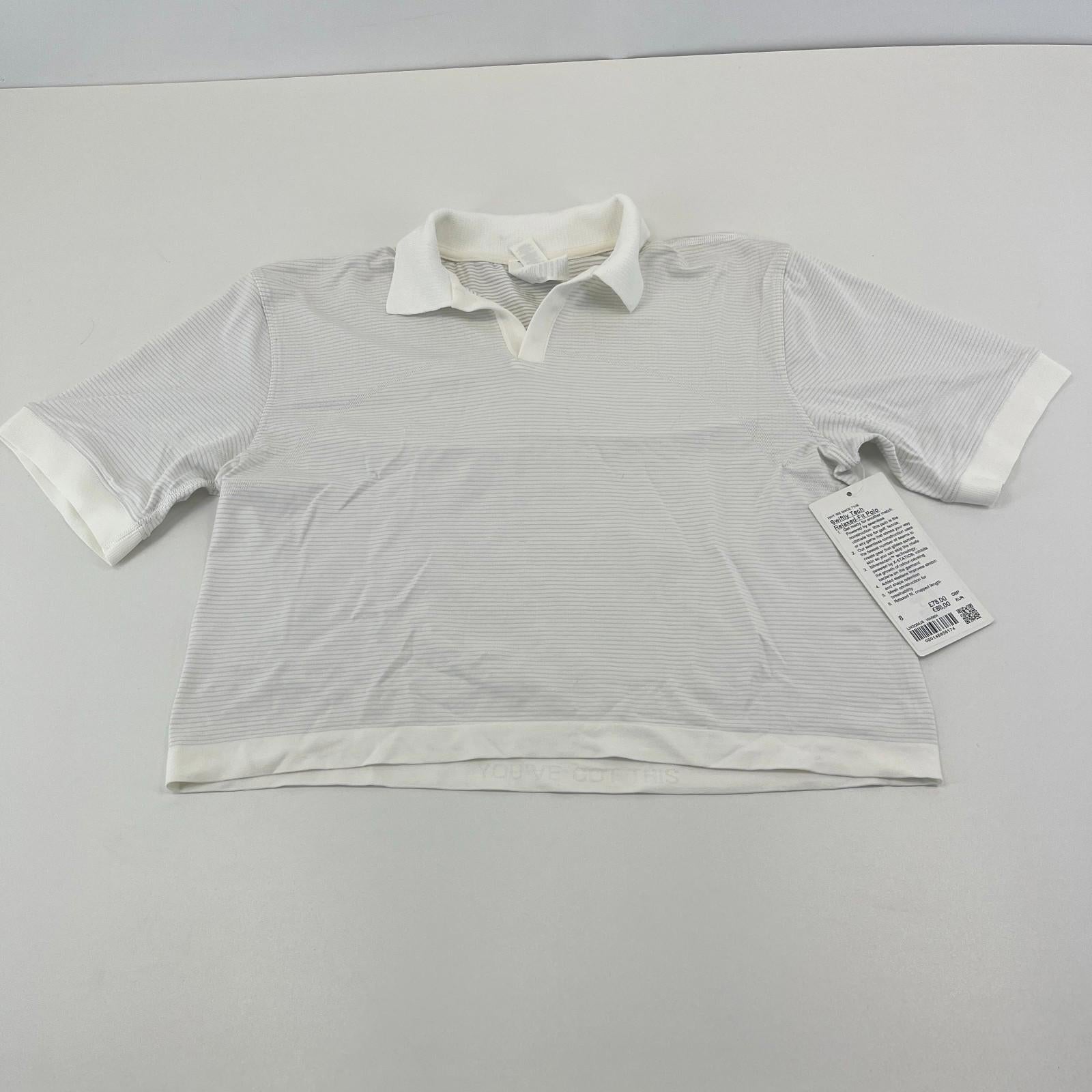 Lululemon Swiftly Tech Relaxed Fit Polo Shirt Top White  US 8 UK 12