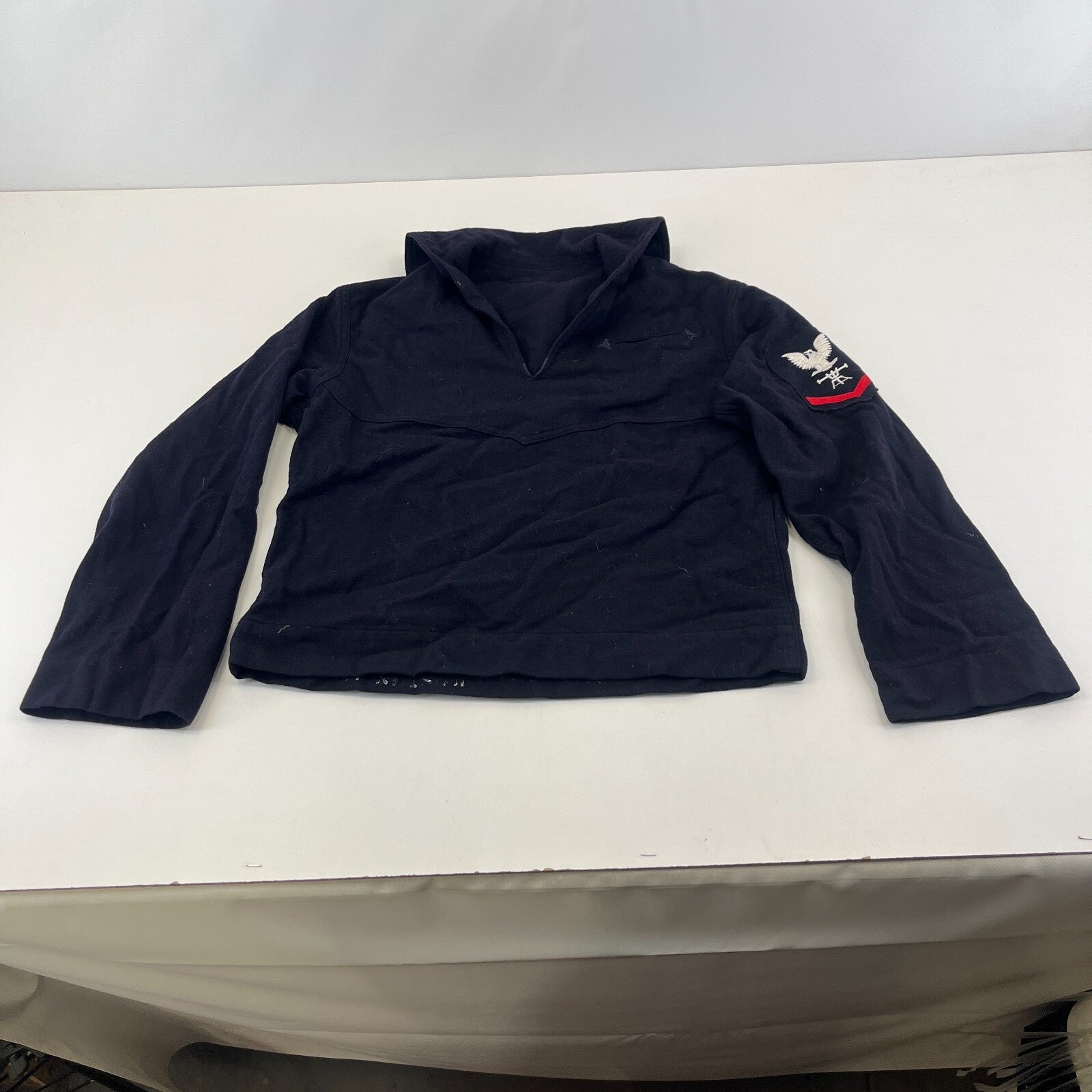 Vintage US Navy Sailor Cracker Jack 100% Wool Top Pullover Tunic Black size 38