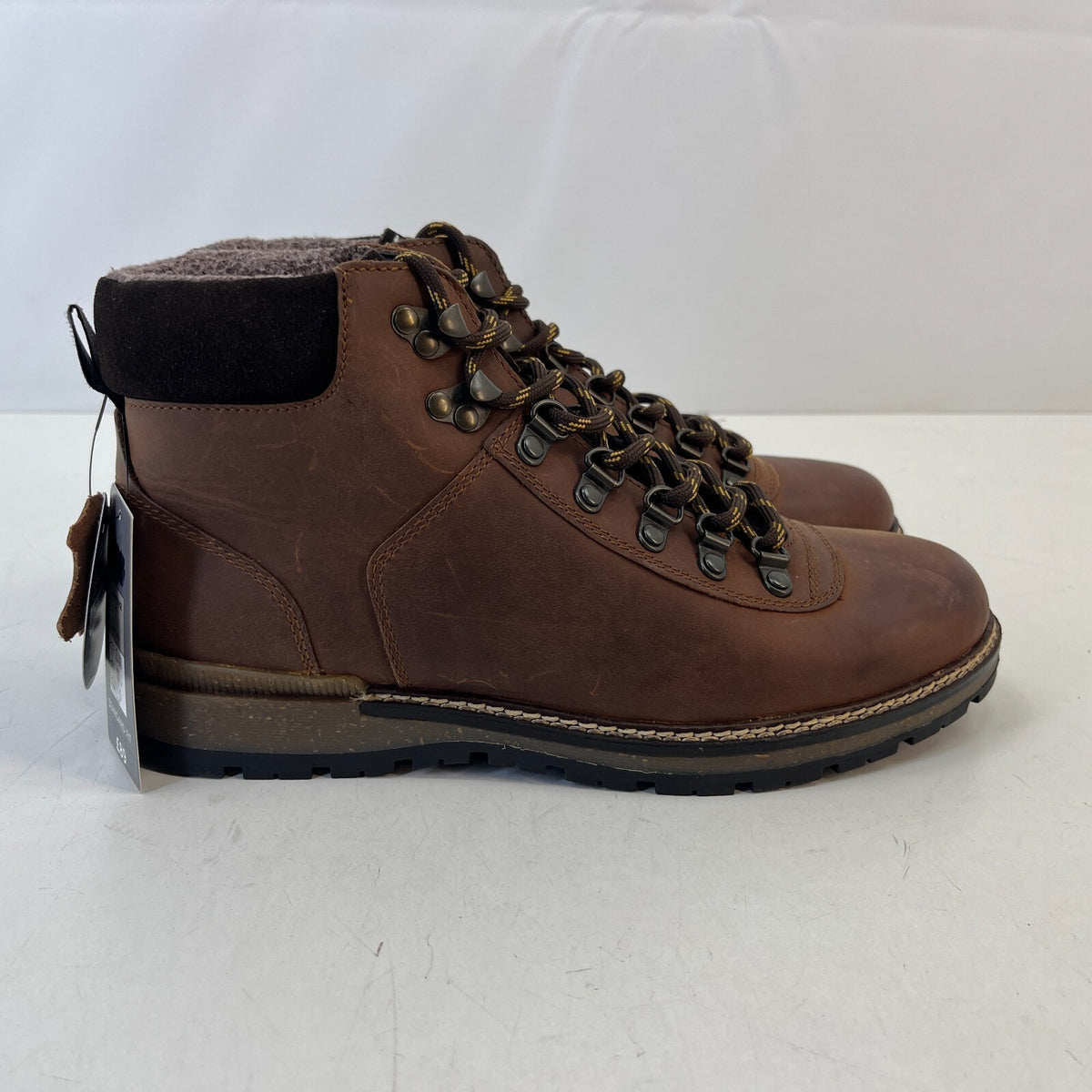M&S Men's Leather Hiking Ankle Boots in Brown Waterproof Shock Resilient size 7