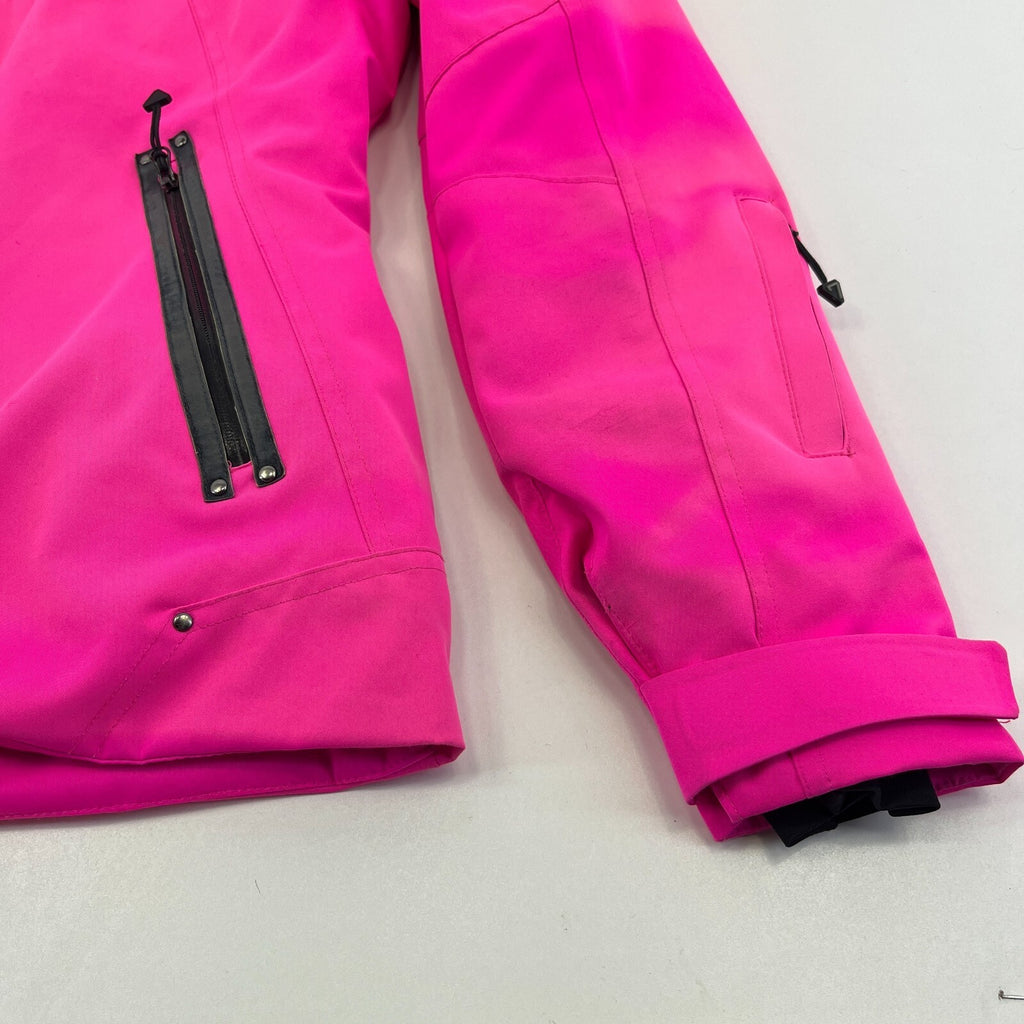 Degre 7 Women's Ski Jacket in Bright Pink with Faux Fur Fringe Hood size 38/S