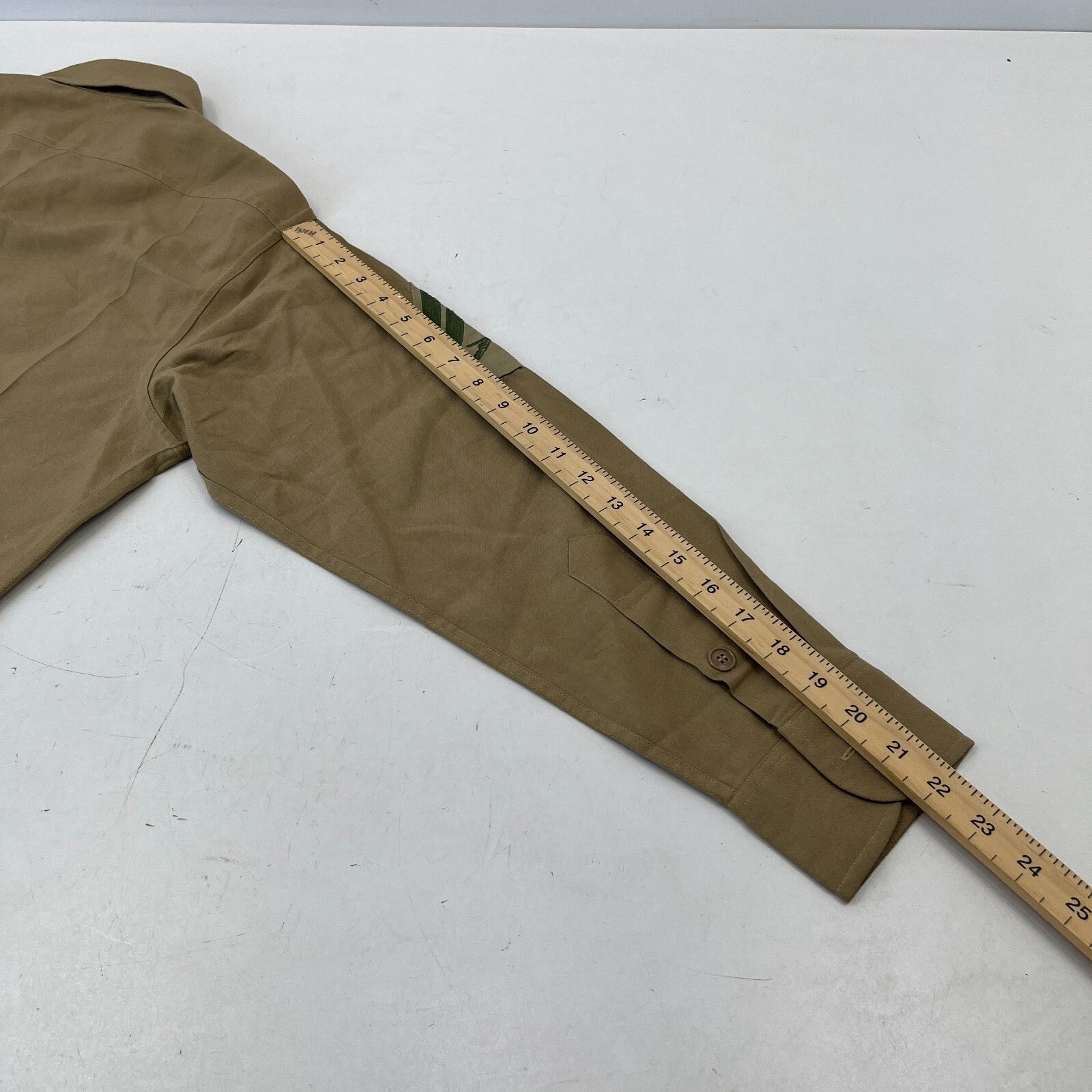 Vintage American Army Military Long Sleeve Shirt Khaki Brown size M