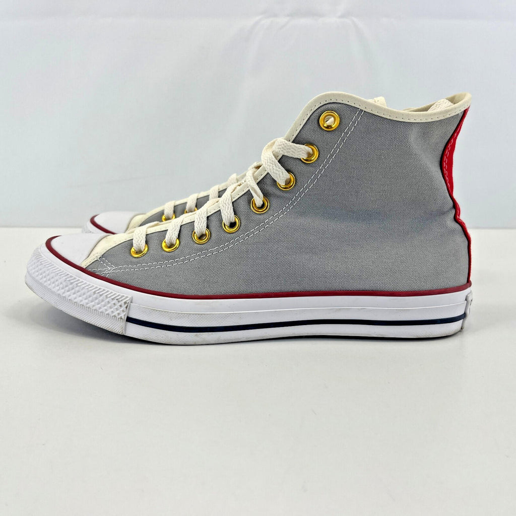 Converse Hi Top Trainers in Grey White Red UK size 8.5 - Near Mint
