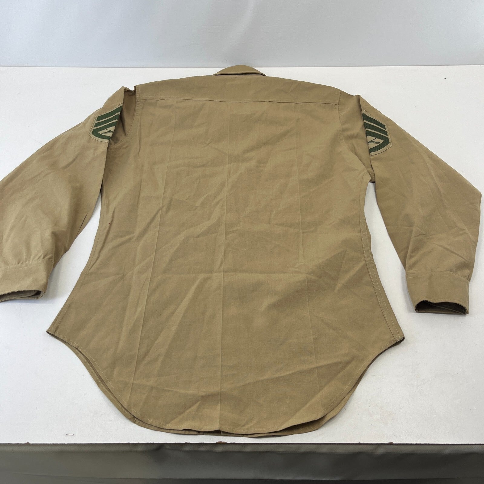 Vintage American Marines Military Long Sleeve Cotton Shirt Khaki Brown size XL