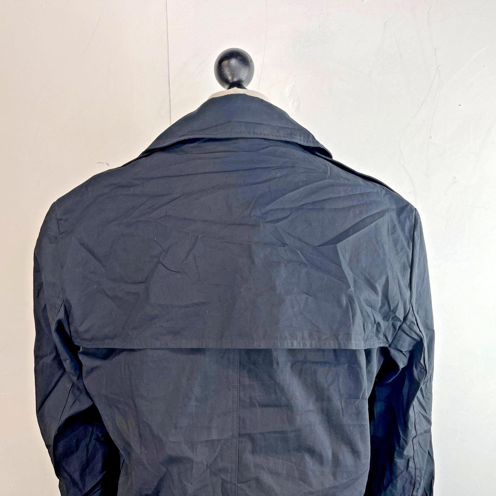 Vintage US Army Military Long Trench Coat Raincoat in Black size 42R