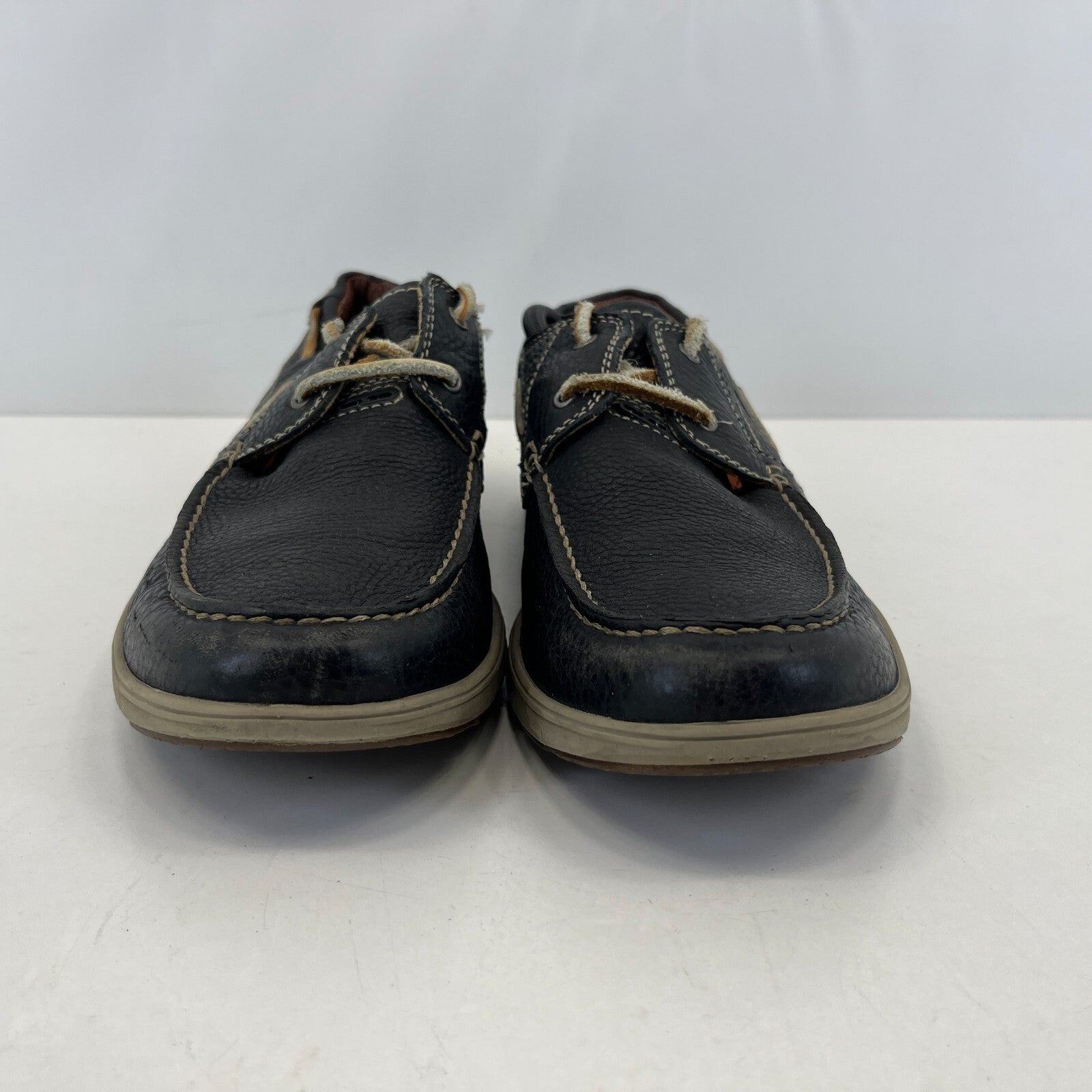 Clarks Unstructured Deck Shoes Mens Blue Soft Leather Nautical Boat UK 9.5 EU 44