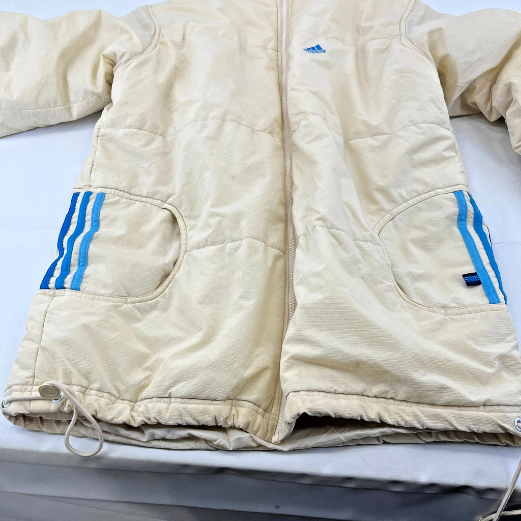 Vintage 90s Adidas Quilted Jacket Coat Y2K Rare Classic Light Yellow size L