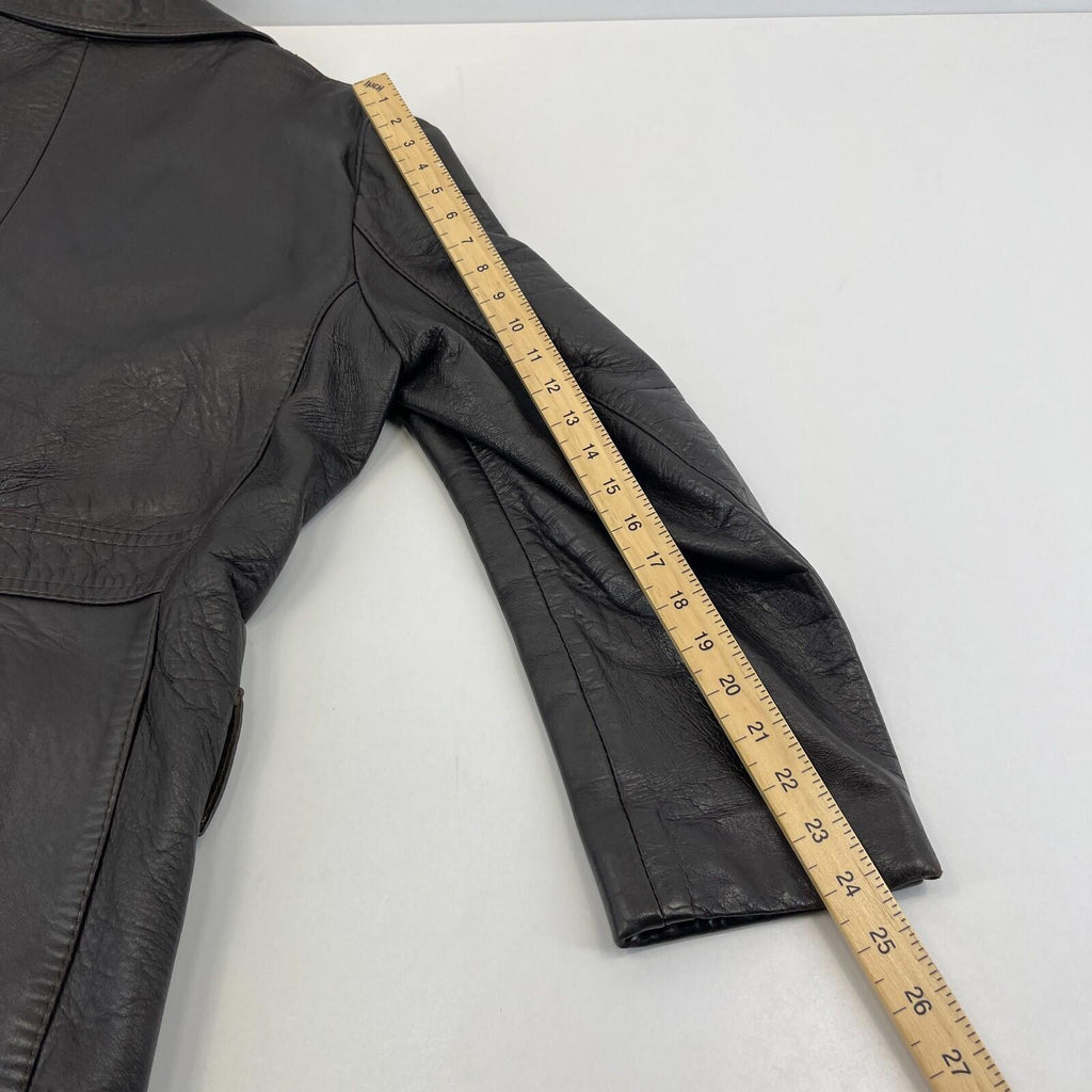 Vintage Made in London Dark Brown Leather Jacket Mid Length Retro size Large