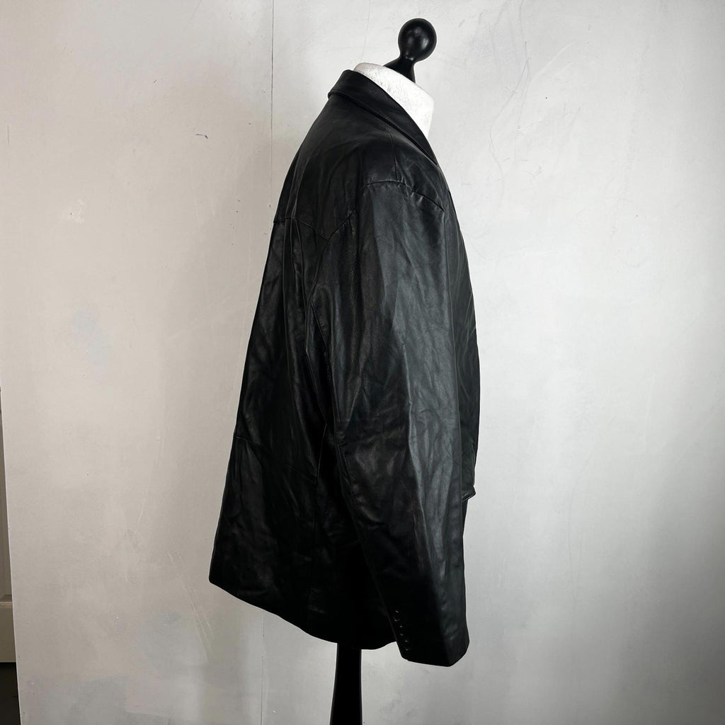 Calculus London Men's Soft Leather Jacket in Black size 2XL