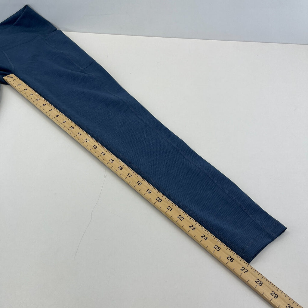 Sweaty Betty Super Sculpt Full Yoga Leggings Blue Micro Cord Print + Pocket UK S