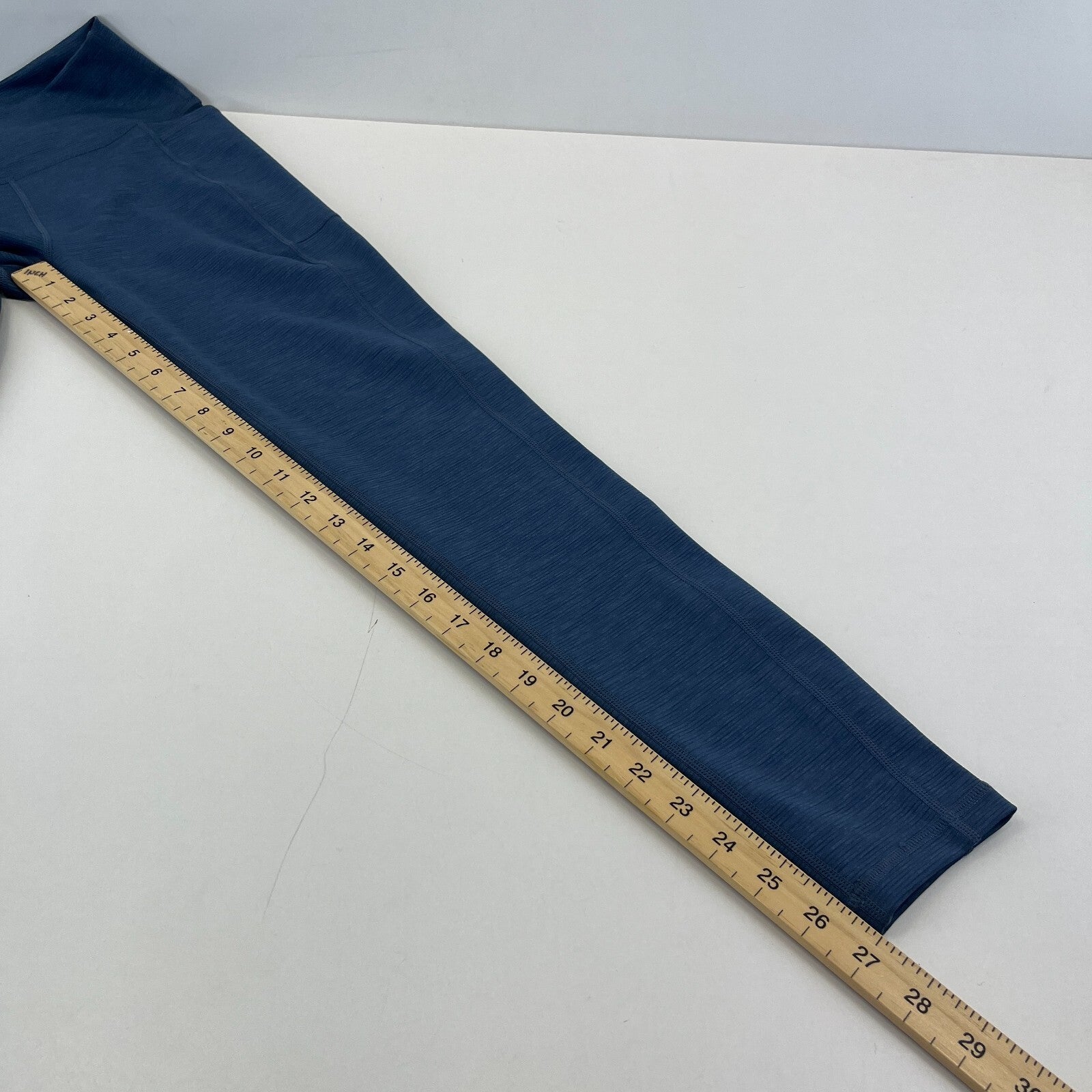 Sweaty Betty Super Sculpt Full Yoga Leggings Blue Micro Cord Print + Pocket UK S