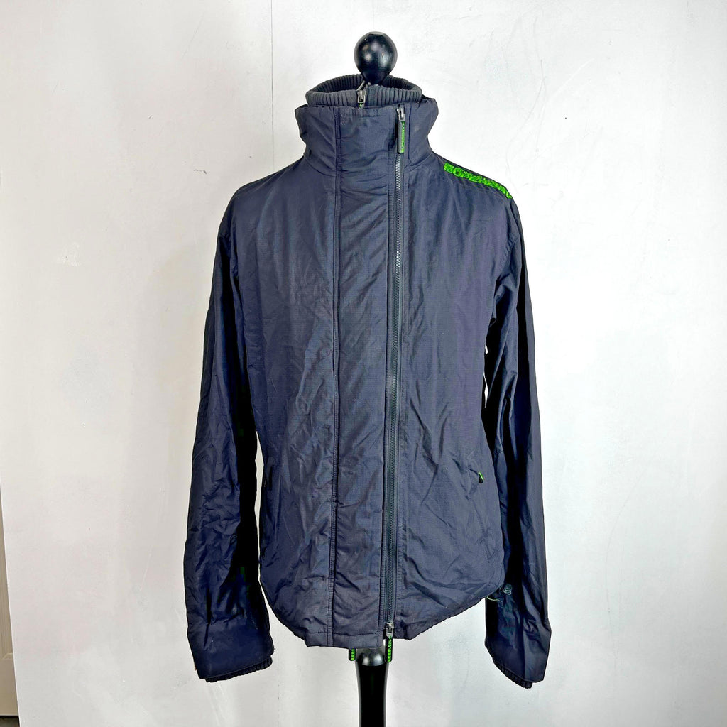SuperDry Original Windcheater Jacket in Black/Green size XL Hooded