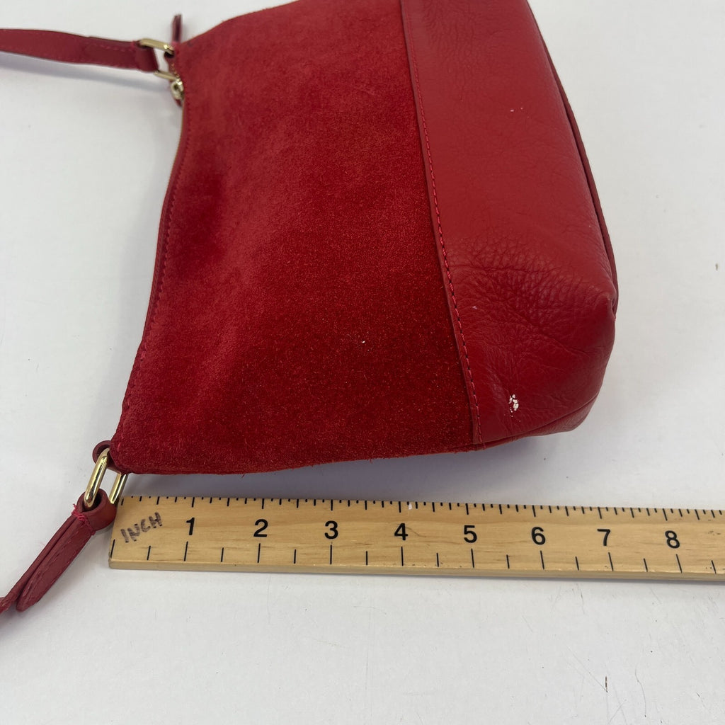 Monsoon Bright Red Suede Handbag Small Over the Shoulder Bag
