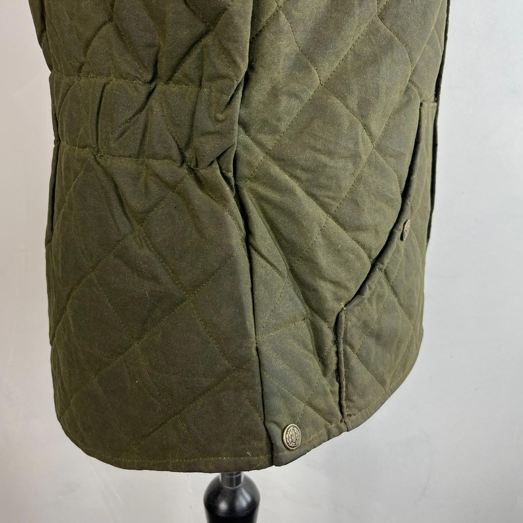 Argyll Women's Wax Waterproof Gilet Embroidered Vest in Green size Large - VGC