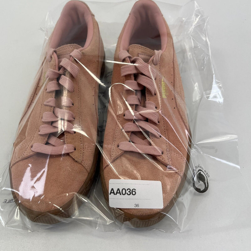 Puma Women's Palermo Trainers Suede Low Top Gum Sole in Pastel Ping UK size 6