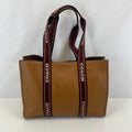 Coach Smith Tote Bag CM716 Tan Pebbled Leather Burgundy Logo Strap