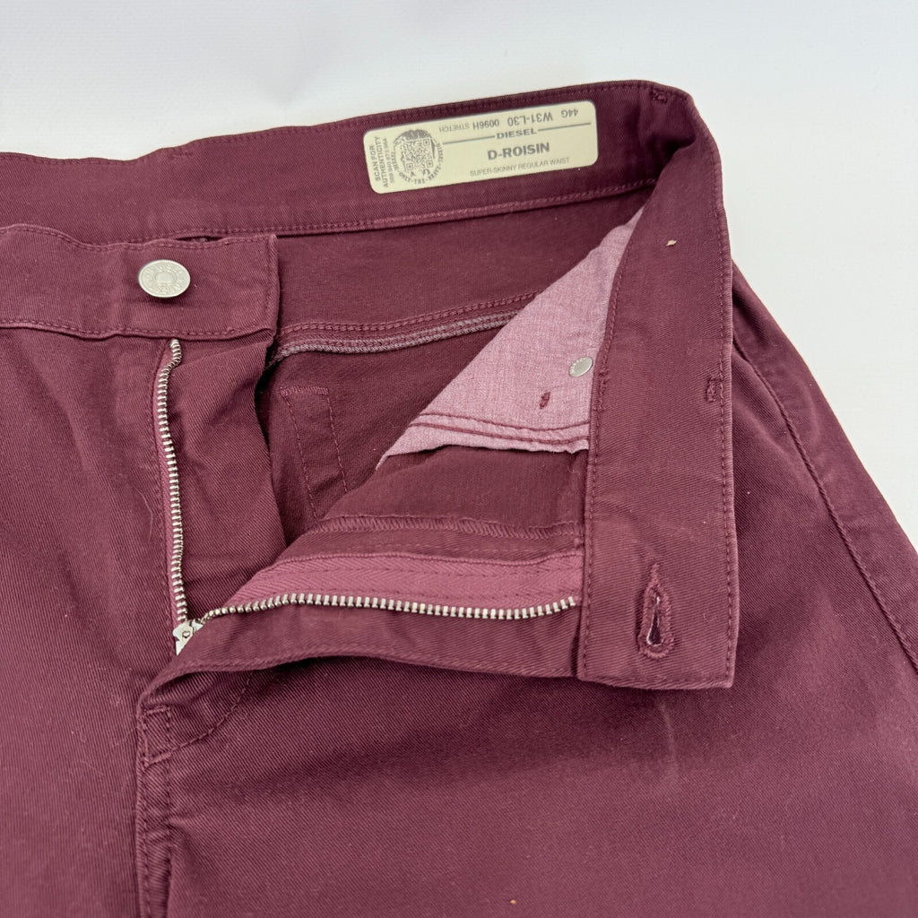 Diesel D Roisin Denim Jeans Slim Stretch Burgundy Red Womens Waist 31" - Leg 30"