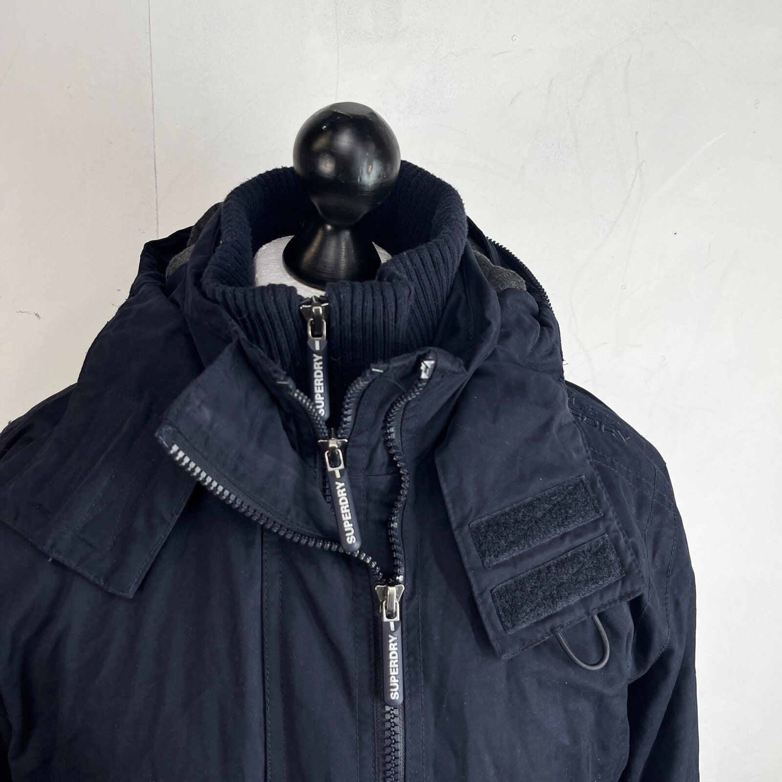 Superdry Microfibre  Windbomber Windbreaker Bomber Jacket size XL Navy Blue